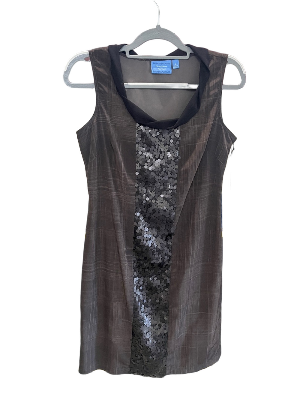 Simply Vera Chalkboard Plaid Sequin-Panel Sleeveless Dress
